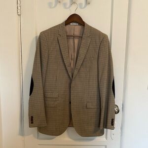 Vintage men Giovanni Bresciani Blazer Suit Jacket in Tan with Elbow Patch - 40L